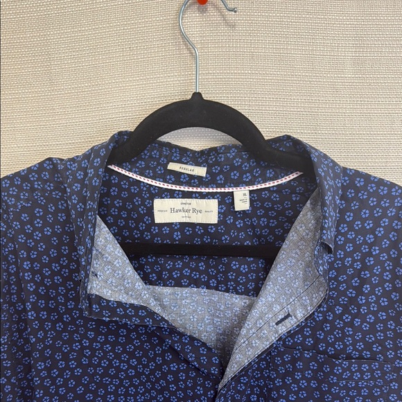 Men's Blue Patterned Casual Button Down Shirt - Picture 2 of 3